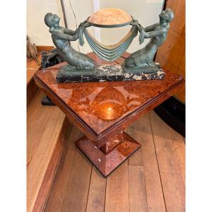 Guéridon Art Déco vers 1930, placage de loupe d´amboine