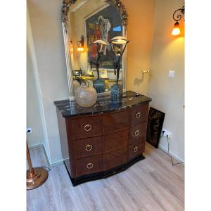 Pair Of Art Deco Chests Of Drawers In Amboyna Burl Veneer