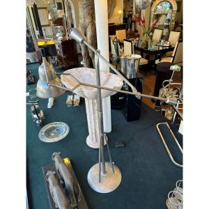 Lampadaire Buquet vers 1930, métal nickelé, Art Déco
