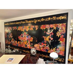 Richly Decorated Art Deco Lacquered Panels Circa 1930