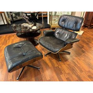 Fauteuil et tabouret Eames lounge chair vers 1970