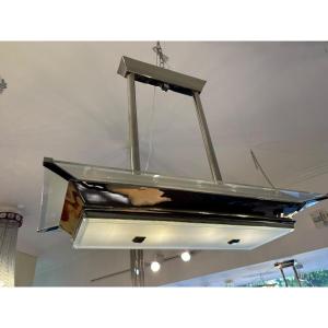 Rectangular Art Deco Chandelier By Jakko, Lyon, Circa 1930