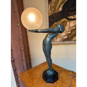 Illuminated Art Deco Statue By Max Le Verrier, Circa 1930