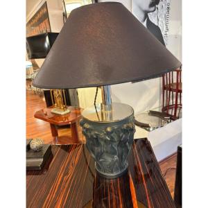 Lalique "bacchantes" Art Deco, Lamp With A Silk Shade