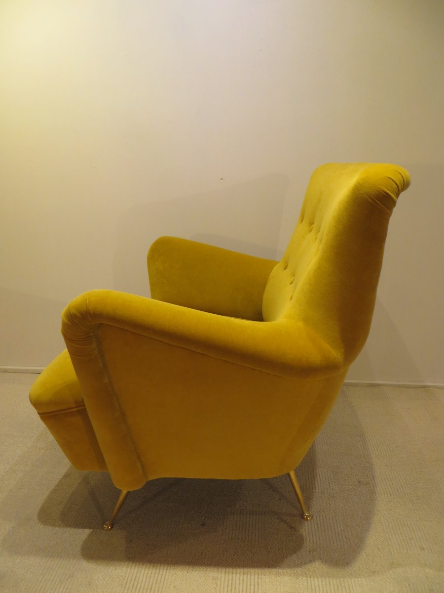 Eyrton Yellow Velvet Armchair 1960-photo-5