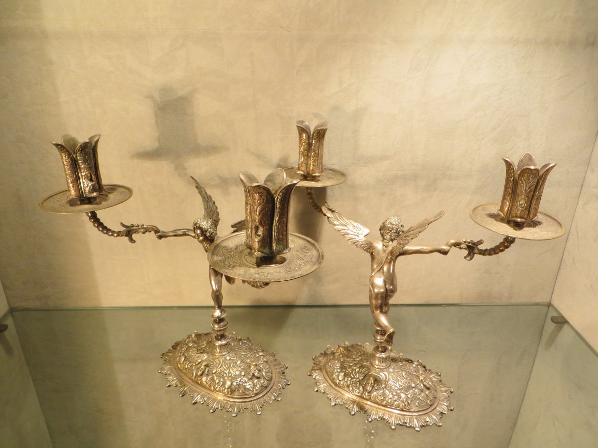 Bougeoirs En Métal Argenté-photo-2