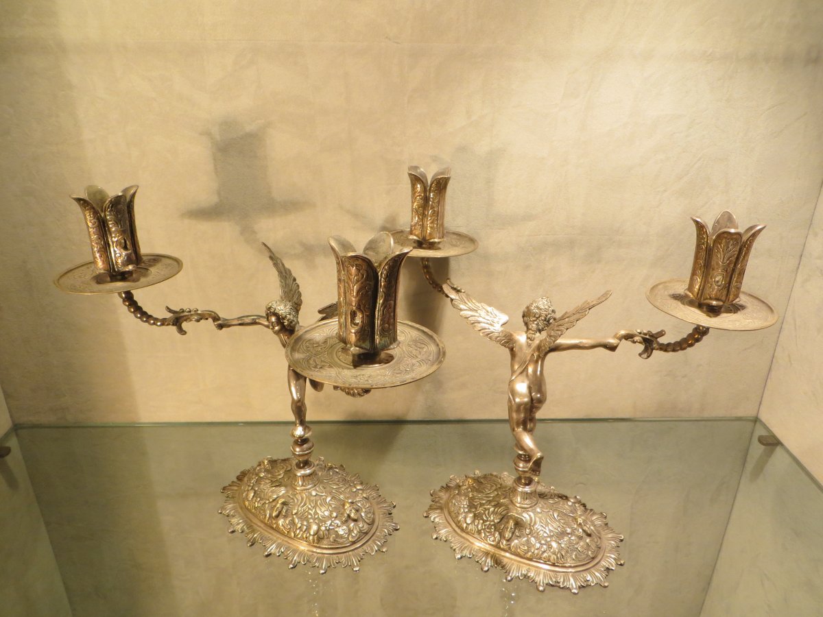 Silver Metal Candlesticks-photo-2