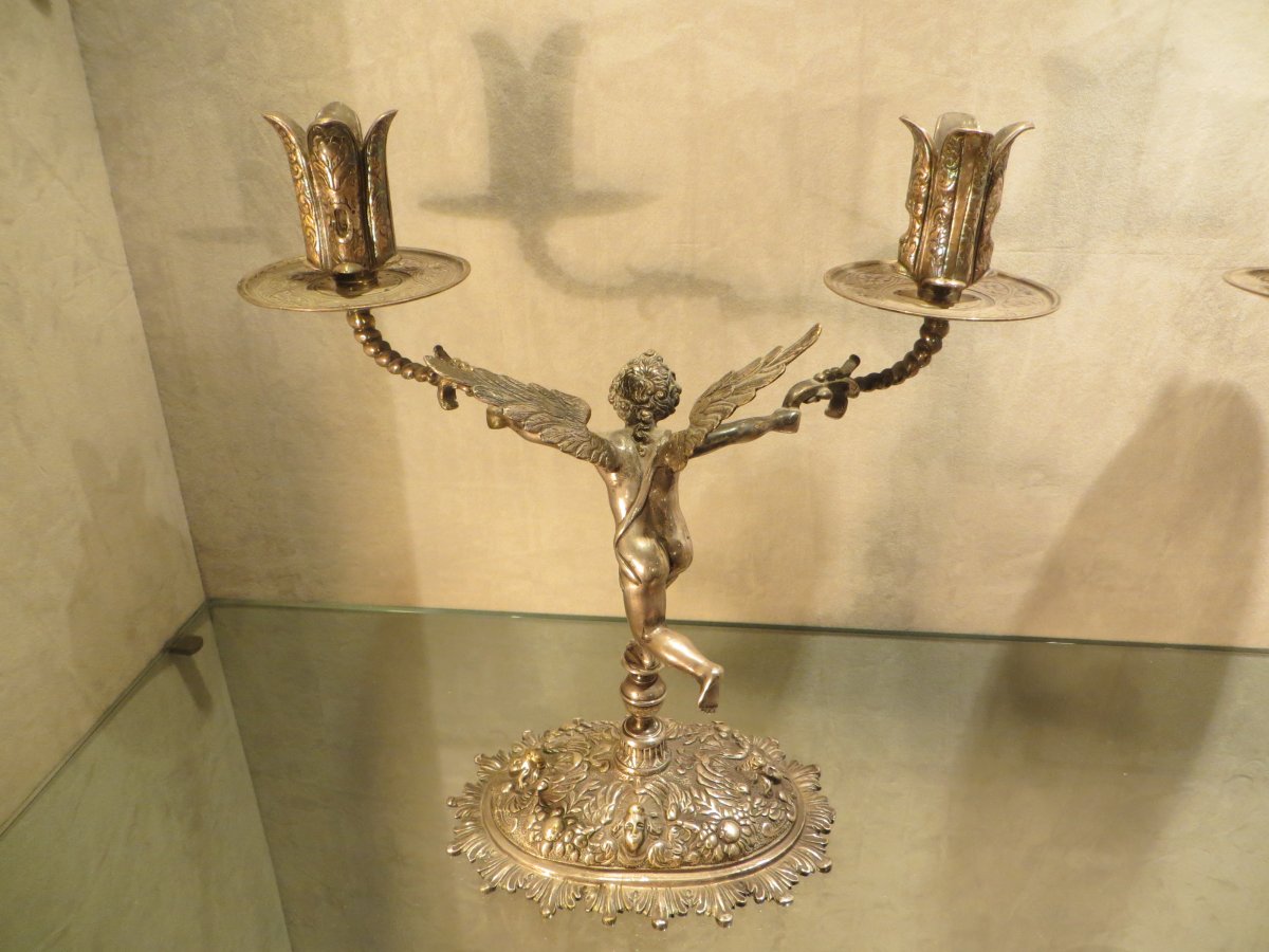 Silver Metal Candlesticks-photo-4