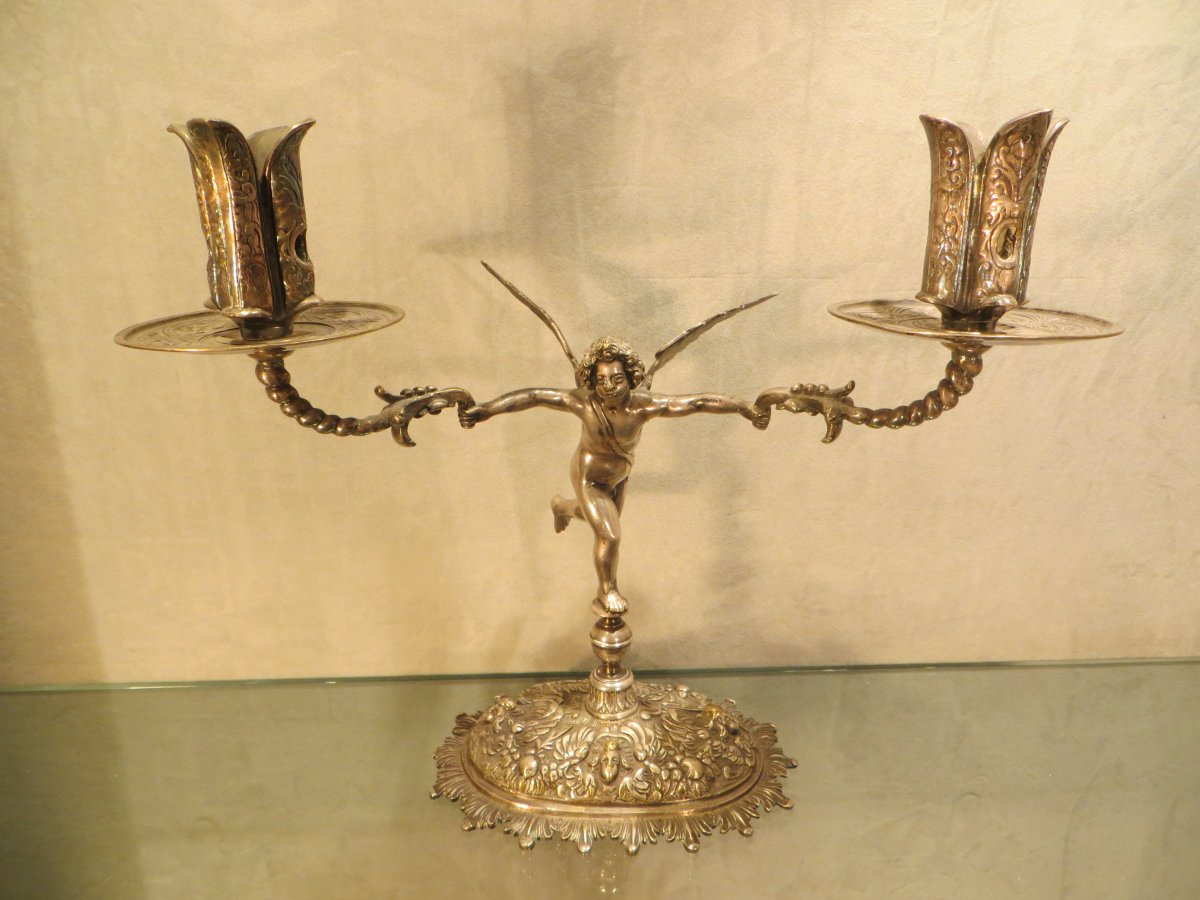 Silver Metal Candlesticks