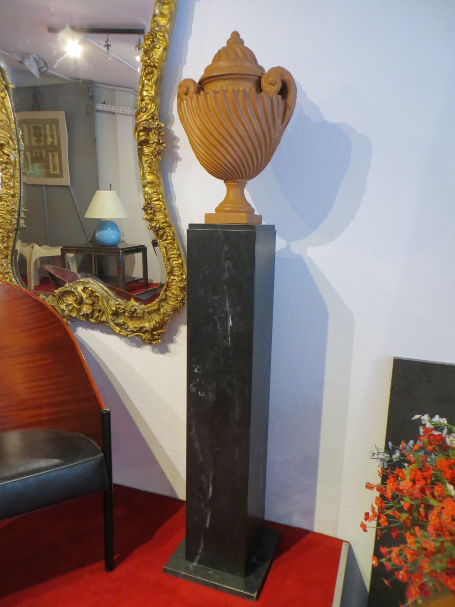 Paire de colonnes avec vase terre cuite-photo-2