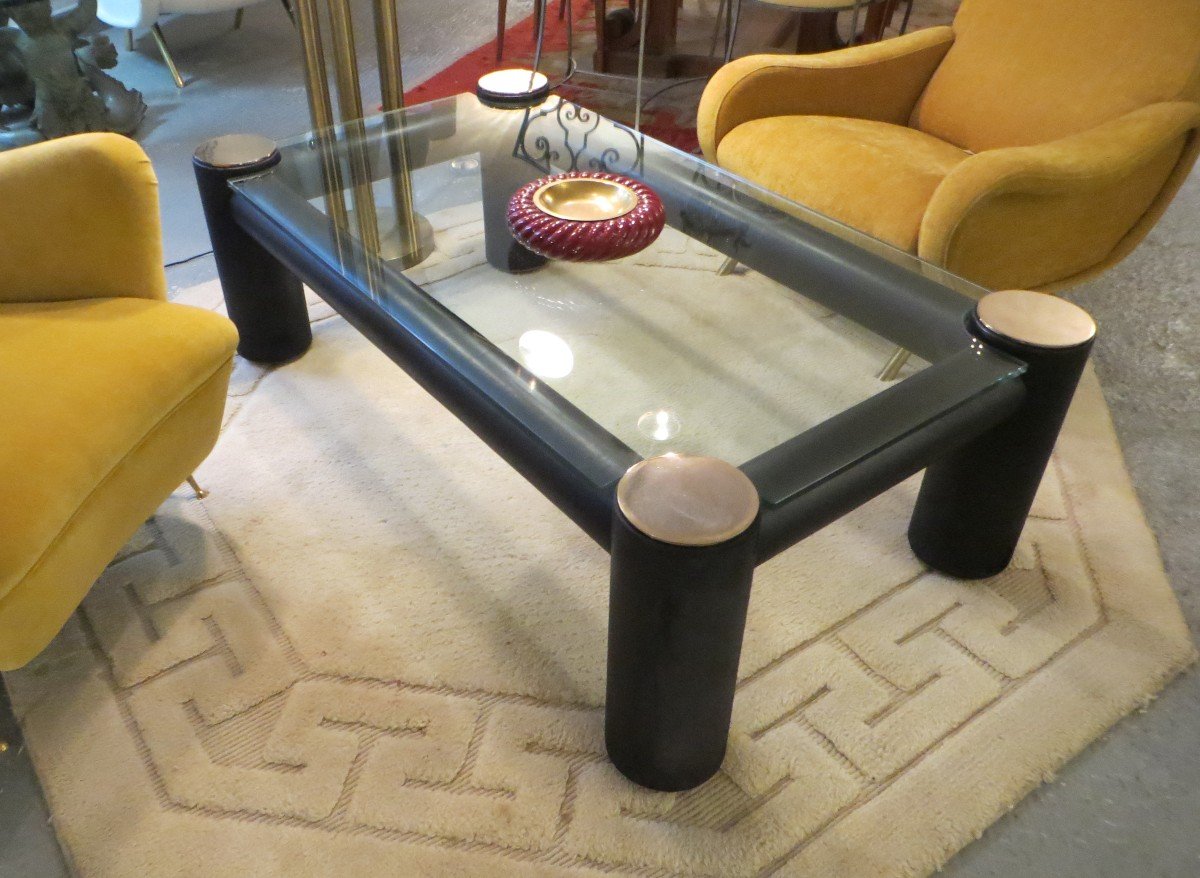 Table Basse  Cuir et verre-photo-3