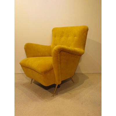 Eyrton Yellow Velvet Armchair 1960