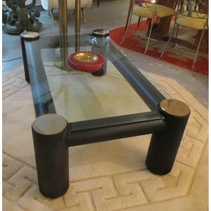 Table Basse  Cuir et verre