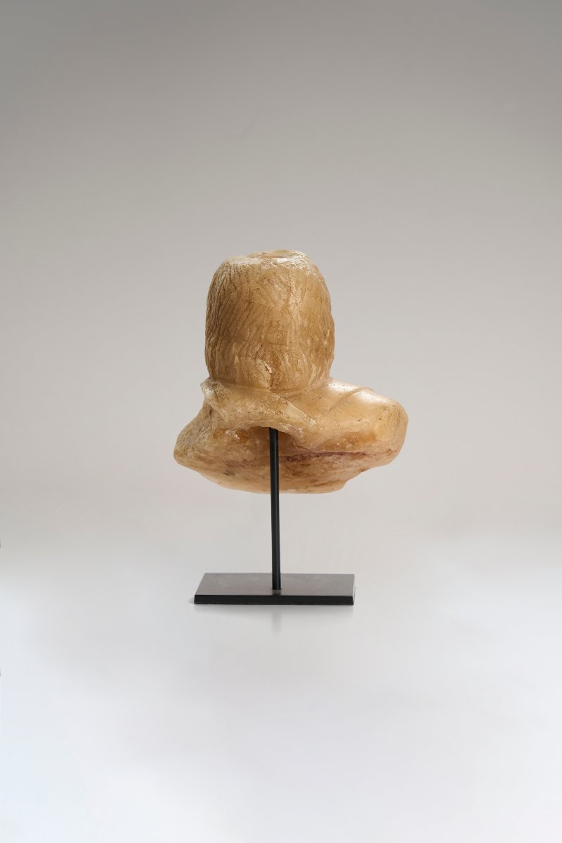 Roman Marble Bust Of Serapis / Alabaster-photo-4