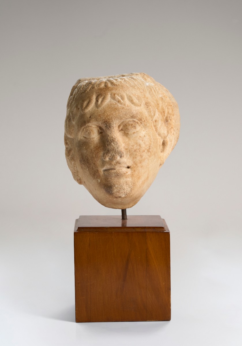 Tête jeune homme - marbre romain - archéologie