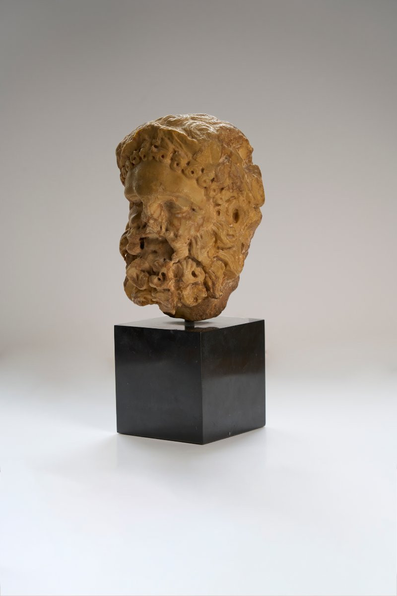 Tête romaine d'Hercules en giallo antico - IIème siècle-photo-2