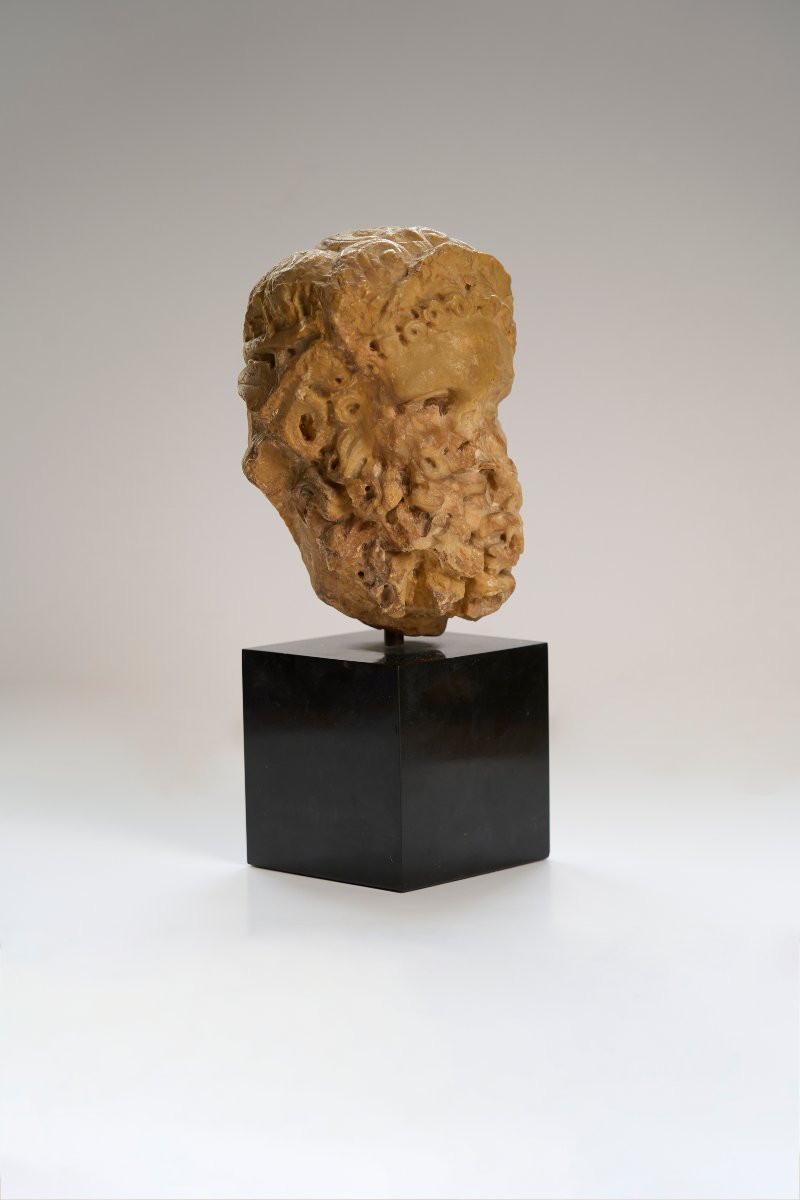 Tête romaine d'Hercules en giallo antico - IIème siècle-photo-2