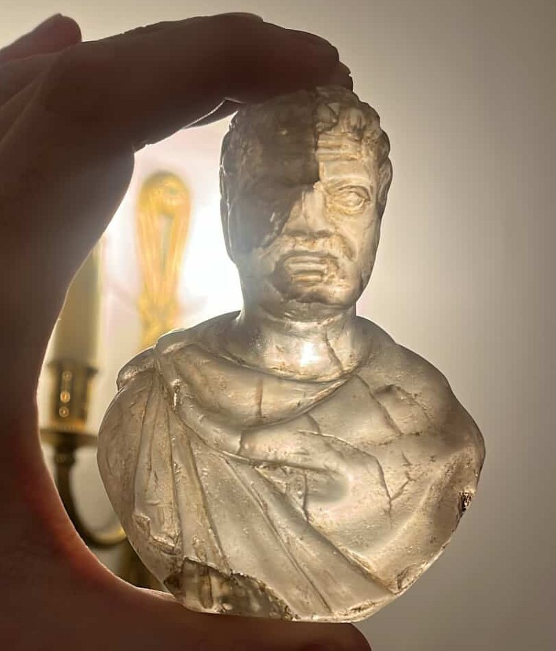 Rock Crystal Emperor Bust - 19th Century-photo-2