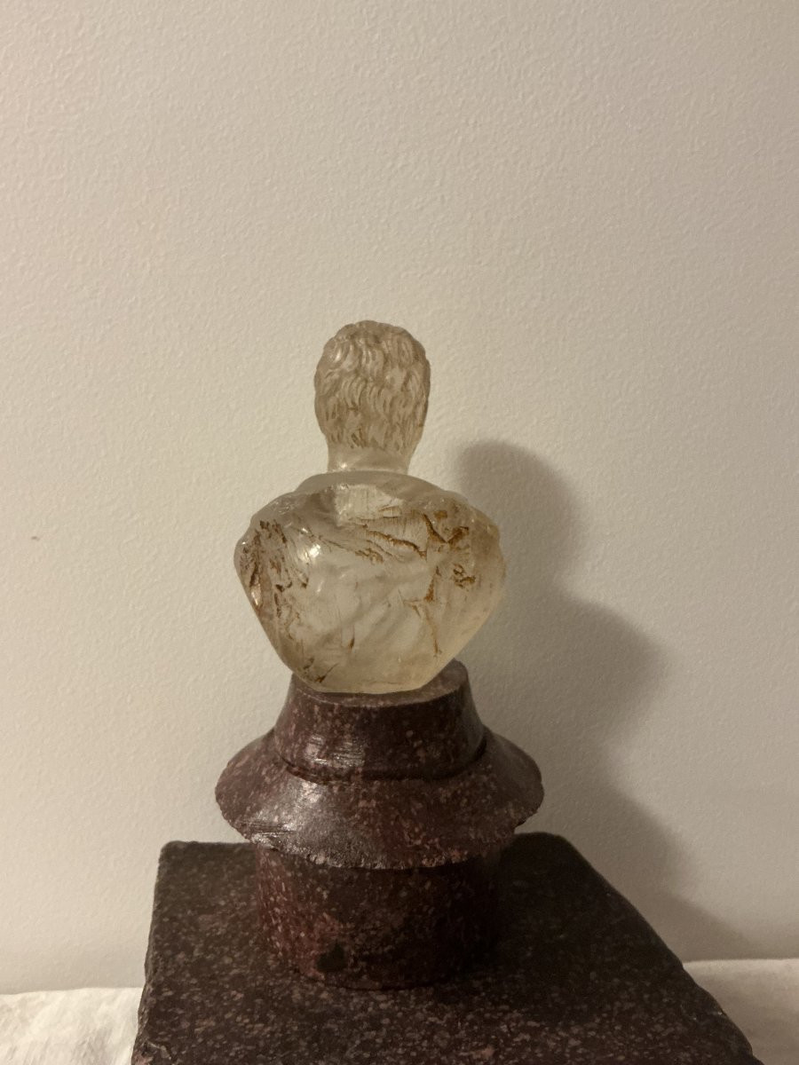 Rock Crystal Emperor Bust - 19th Century-photo-1