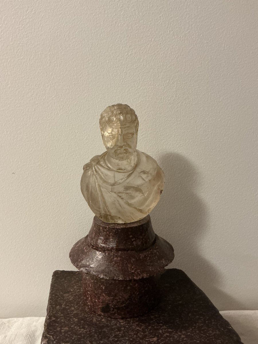 Rock Crystal Emperor Bust - 19th Century-photo-2