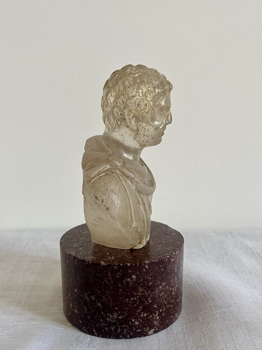 Rock Crystal Emperor Bust - 19th Century-photo-4