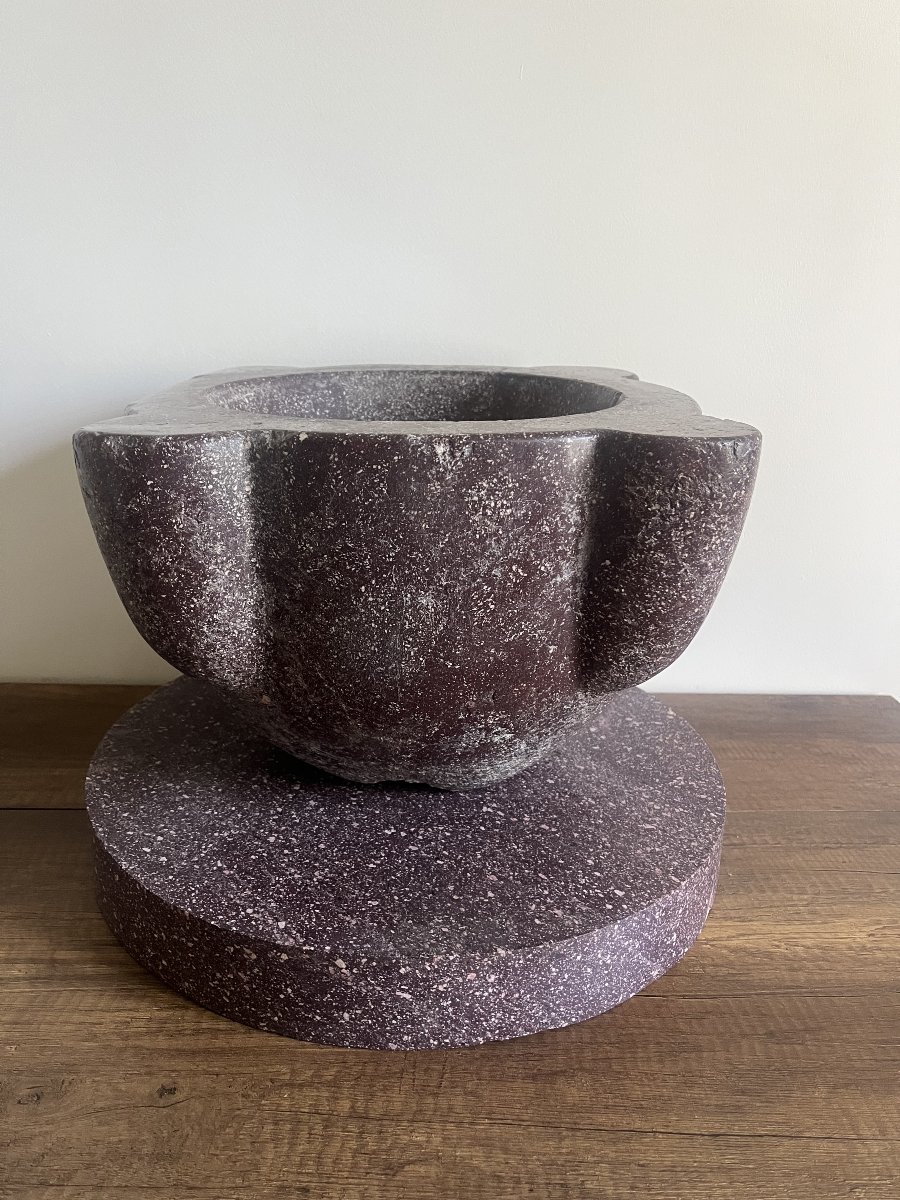 Large Imperial Porphyry Mortar - 44cm - 17th Century-photo-2