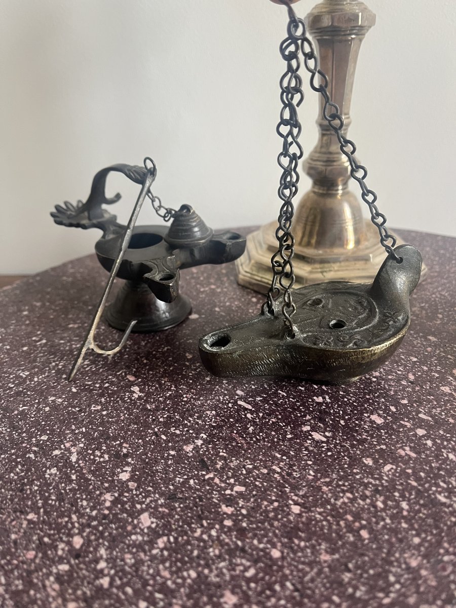 Two Oil Lamps - Grand Tour - 19th Century-photo-4