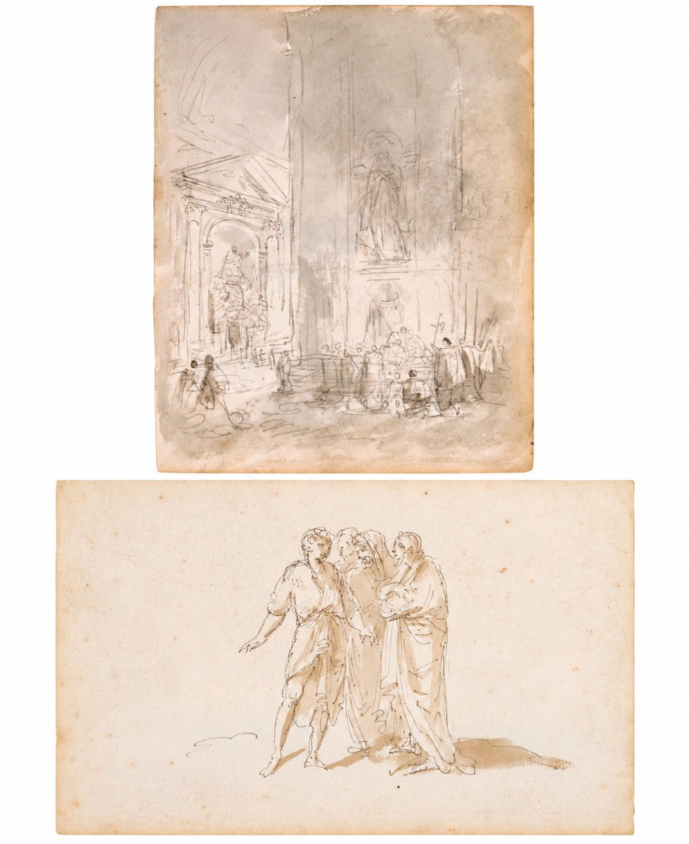 Rob De Main Proantic: Dessin Hubert Robert - Vue du transept de Saint Pierre et pe