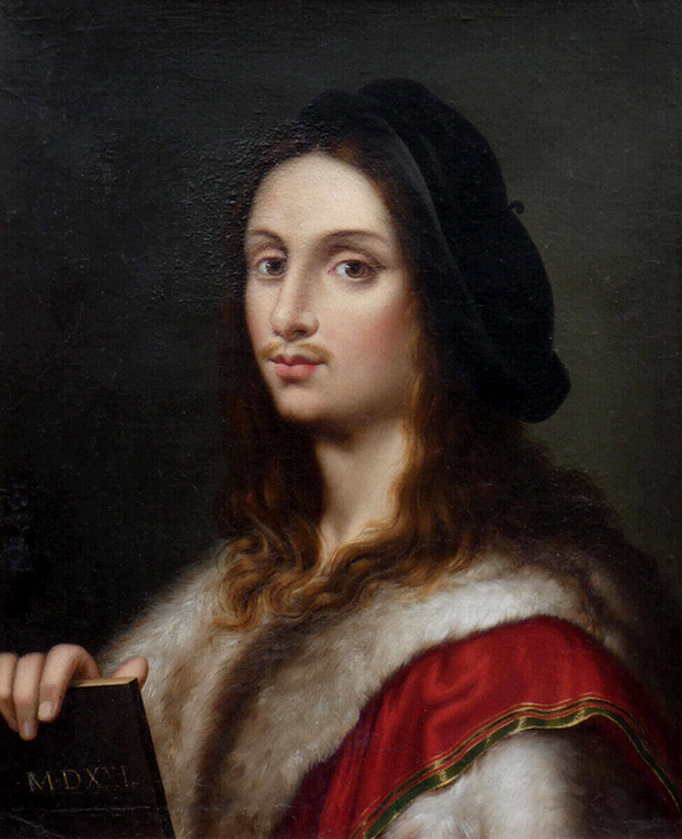 Large 19th Century Neoclassical Painting...rare Portrait Of The Italian Painter "raphael"-photo-4
