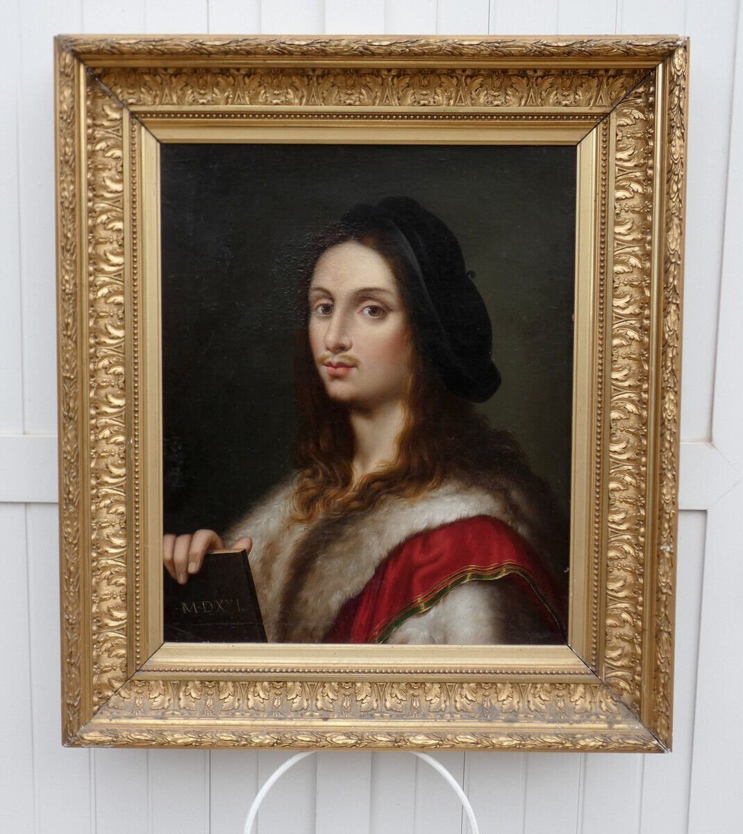 Large 19th Century Neoclassical Painting...rare Portrait Of The Italian Painter "raphael"-photo-1