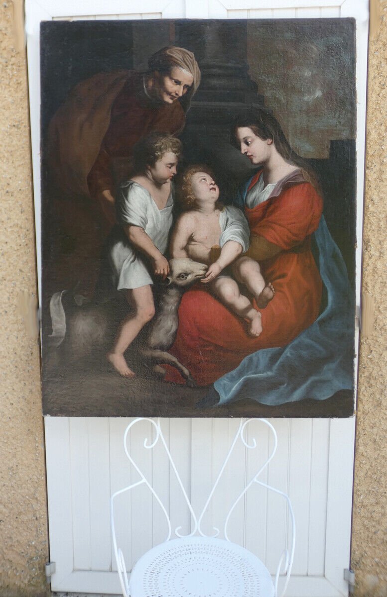 Follower Of Rubens 17th Century...large Canvas...holy Family With Saint Elizabeth & John The Baptist-photo-6