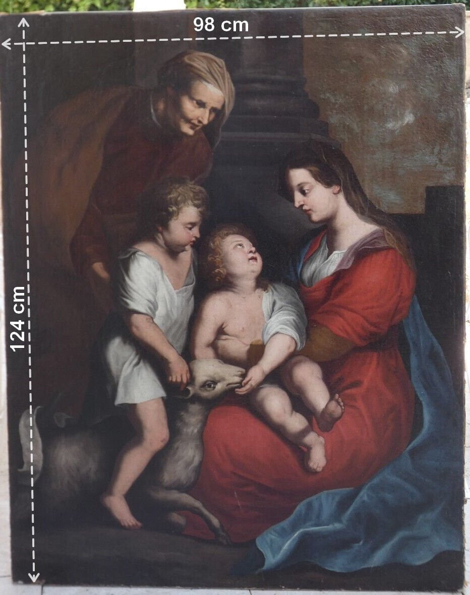 Follower Of Rubens 17th Century...large Canvas...holy Family With Saint Elizabeth & John The Baptist-photo-1