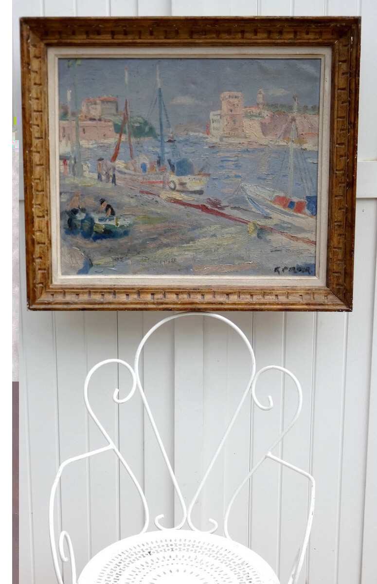 Rudolph Polder 1926-2016...great Impressionist...marseille 1950 View Of The Port-photo-2