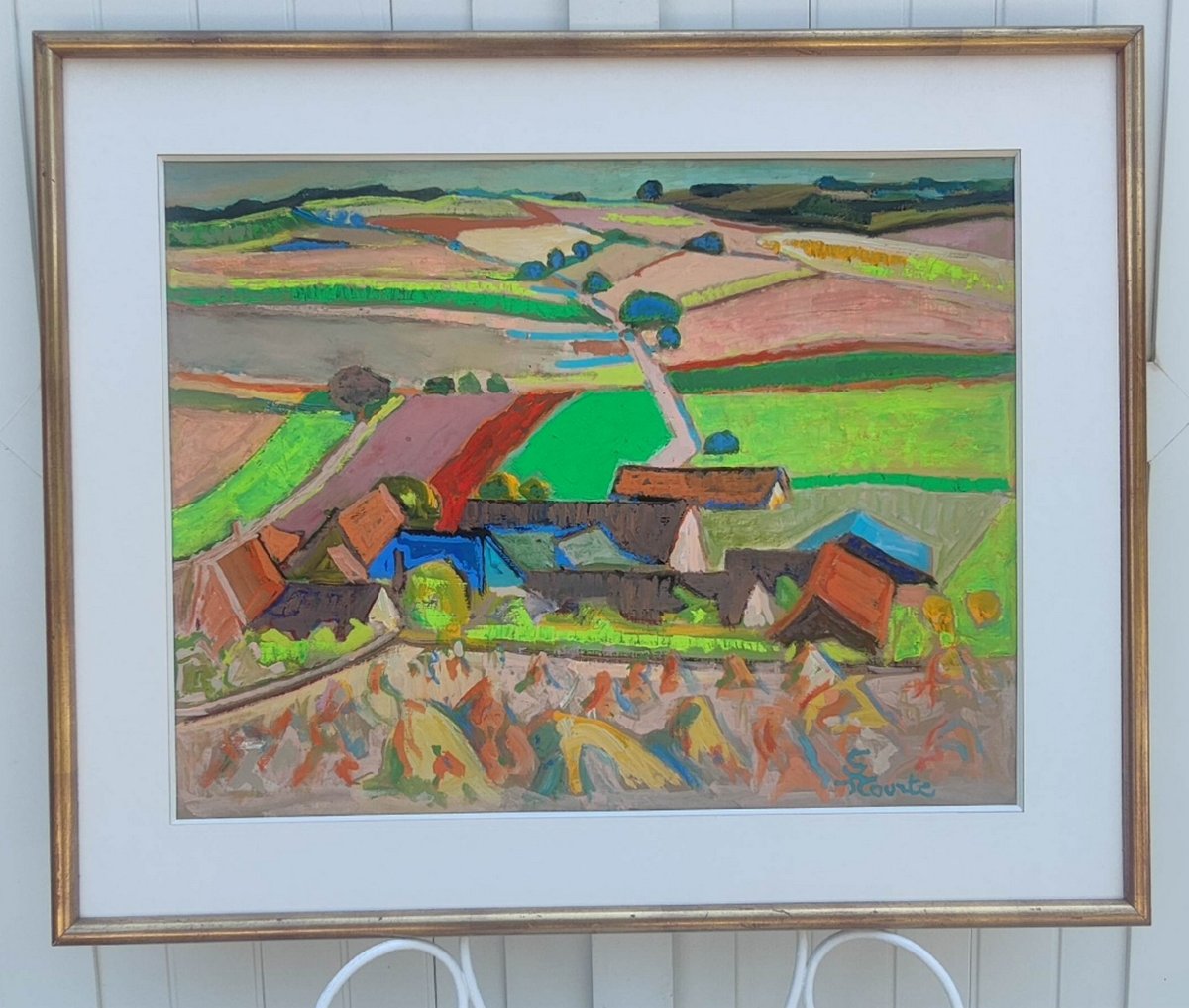 SUZANNE TOURTE 1904-1979 - GRANDE GOUACHE EXPRESSIONNISTE - PAYSAGE DANS L'YONNE-photo-6