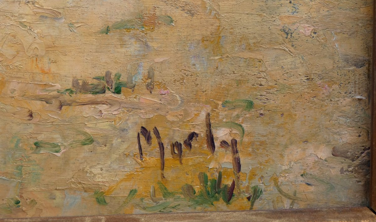 Marly 19th Century...large & Bright Impressionist Painting...lively View Of Martigues-photo-2