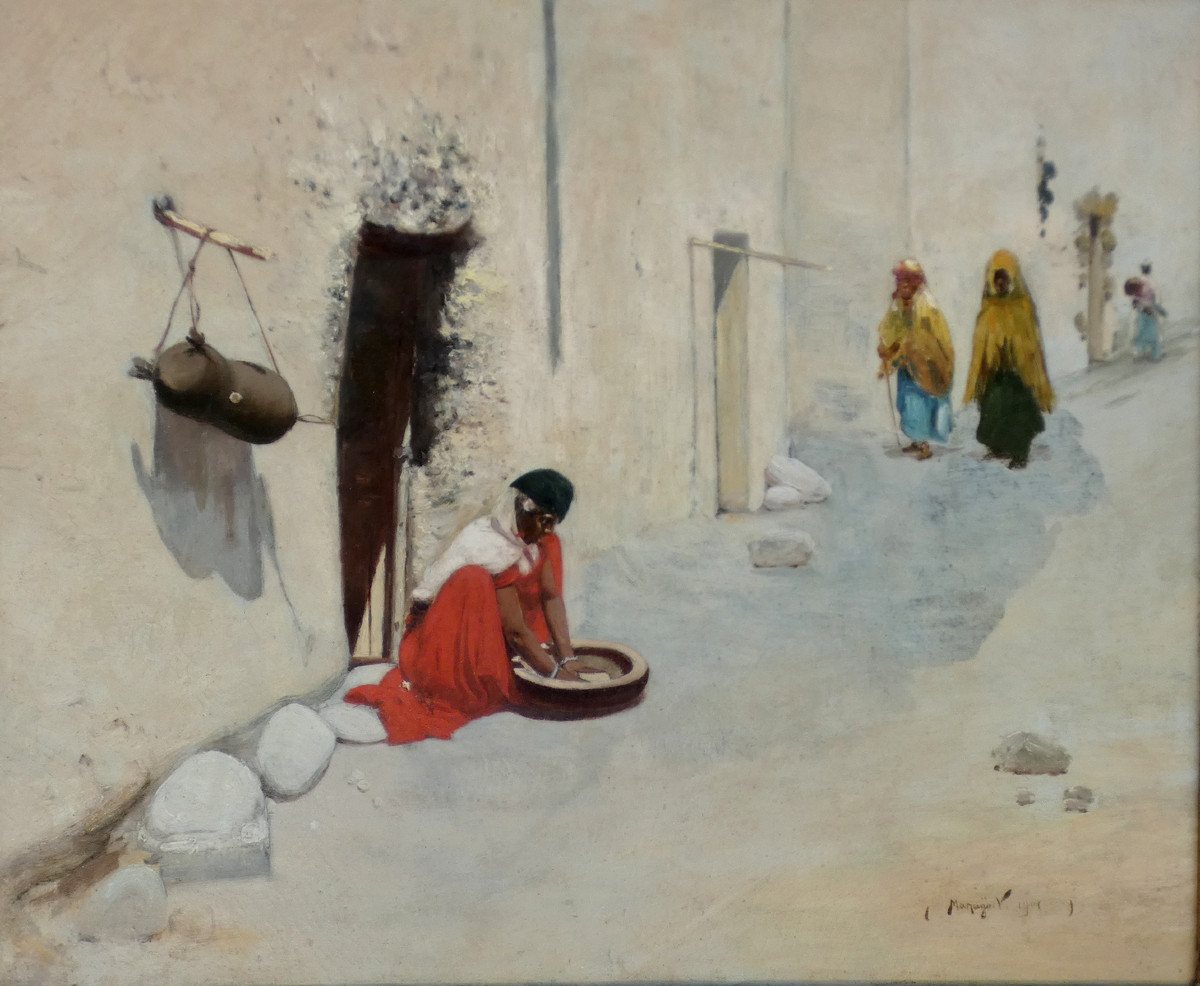 VINCENT MANAGO 1878-1936...GRAND & BEL ORIENTALISTE...UNE RUE ANIMÉE EN ALGÉRIE-photo-3