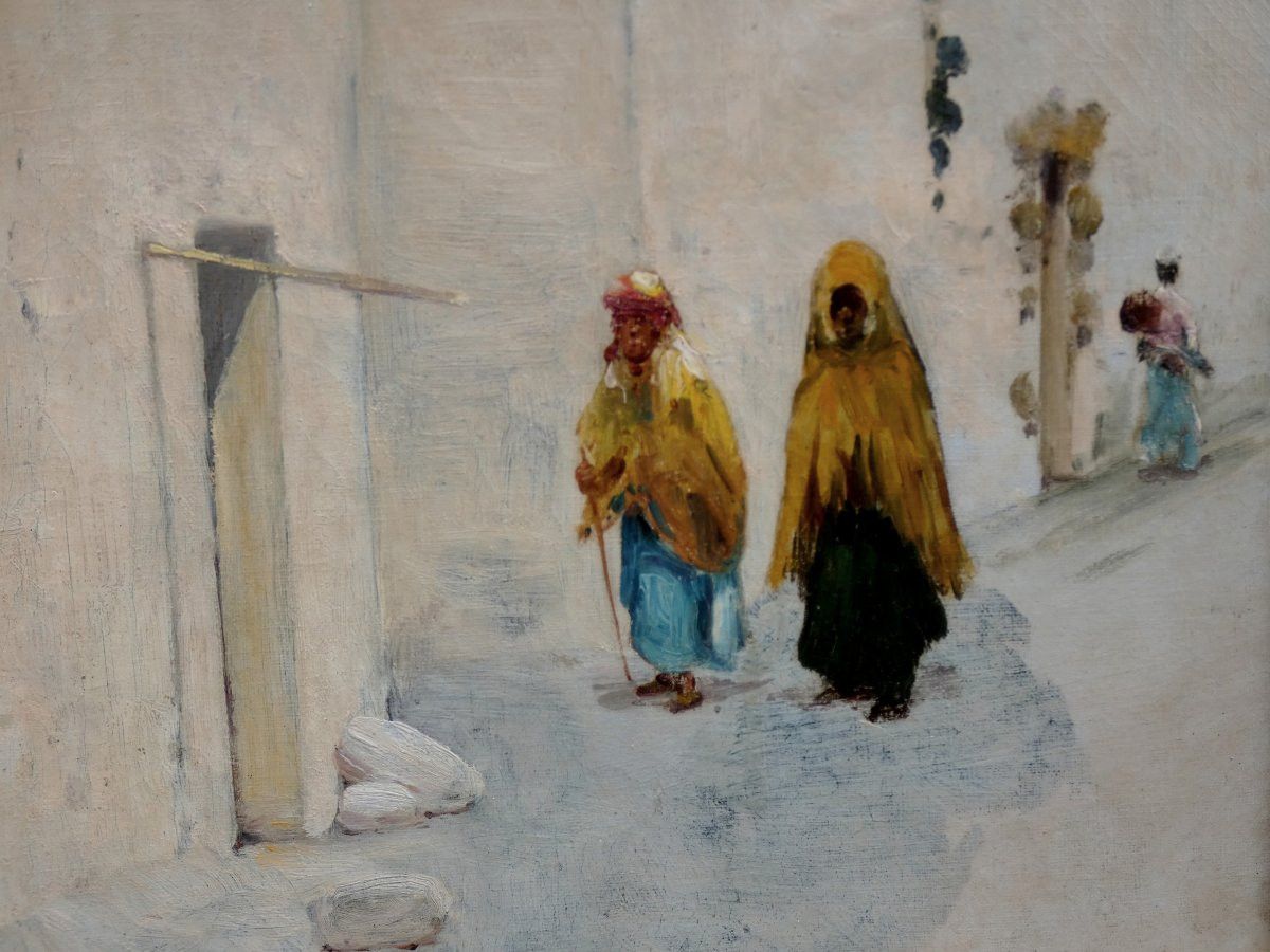 VINCENT MANAGO 1878-1936...GRAND & BEL ORIENTALISTE...UNE RUE ANIMÉE EN ALGÉRIE-photo-3