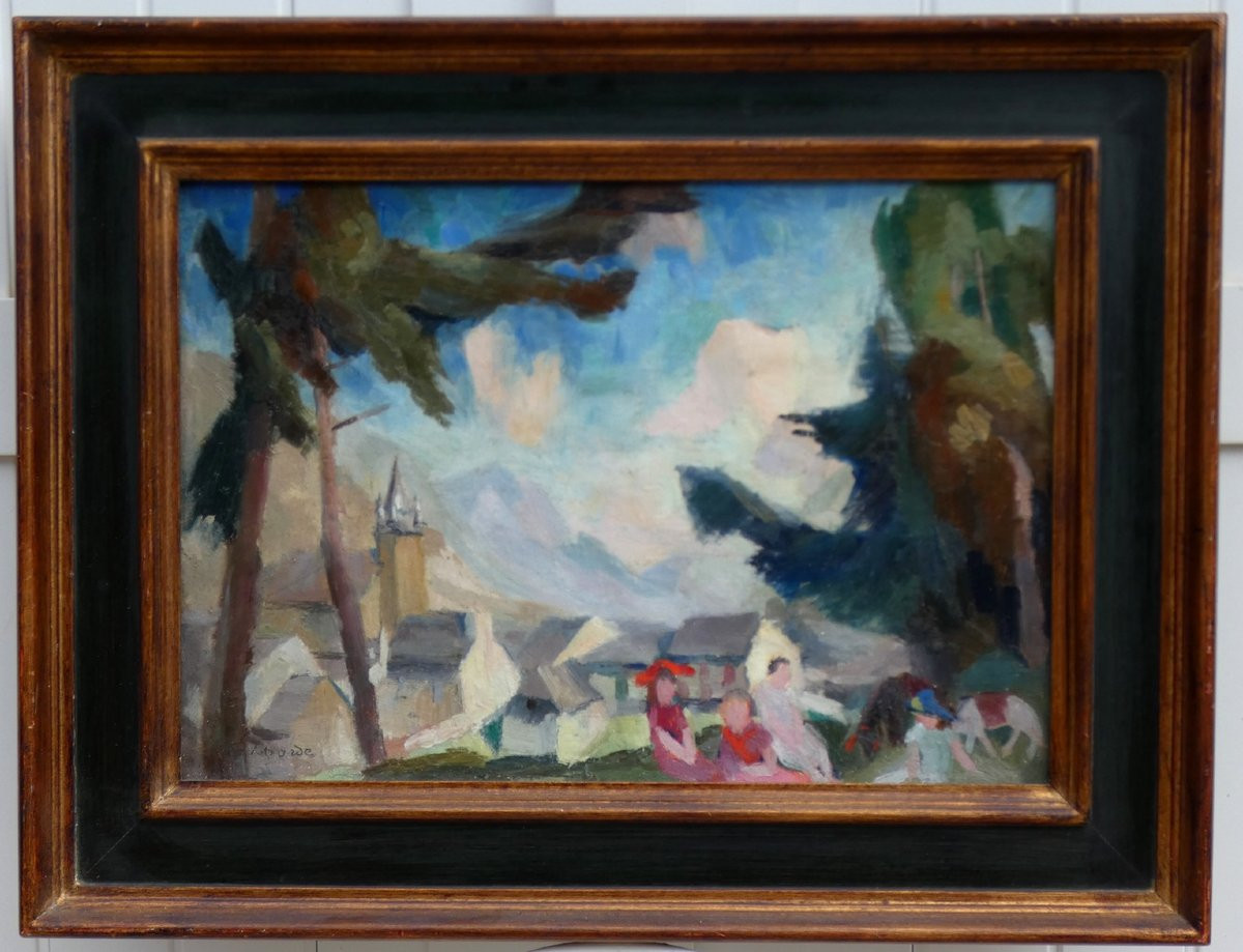 Henri Borde 1888-1958...luminous Impressionist Canvas...southwestern Landscape-photo-2