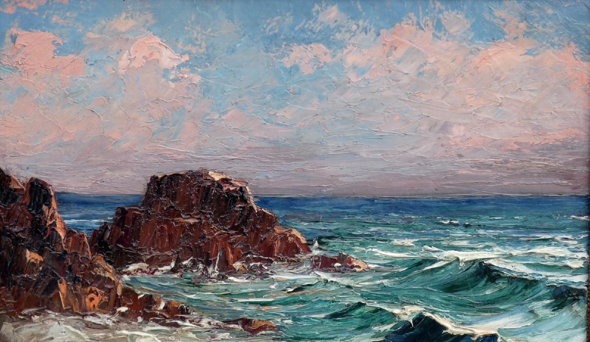 Louis Arraou 1900 - Large & Luminous Impressionist - Rocky Coast Of The Esterel-photo-4