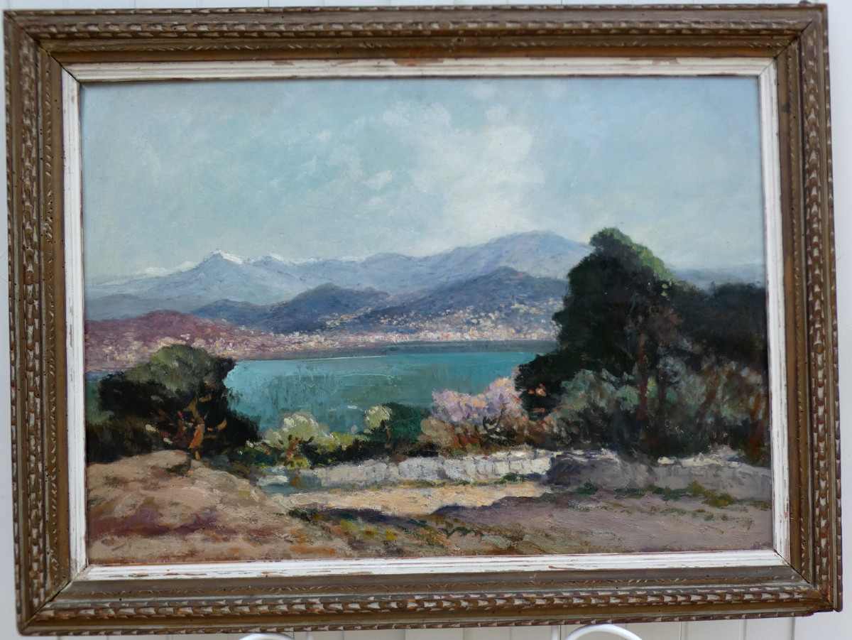 Fernand Maillaud 1862-1948 - Large Impressionist Painting - Antibes & The Bay Of Angels