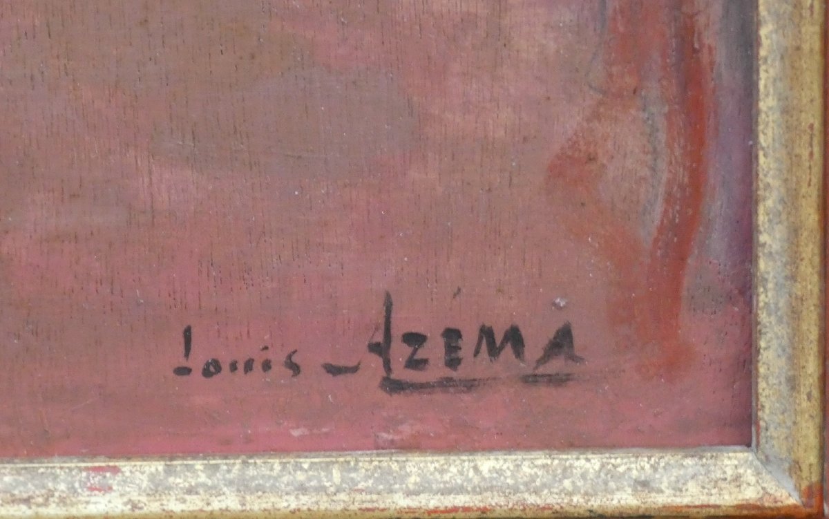 LOUIS AZEMA 1876-1963 - GRAND TABLEAU IMPRESSIONNISTE - SCÈNE D’INTÉRIEUR -photo-6