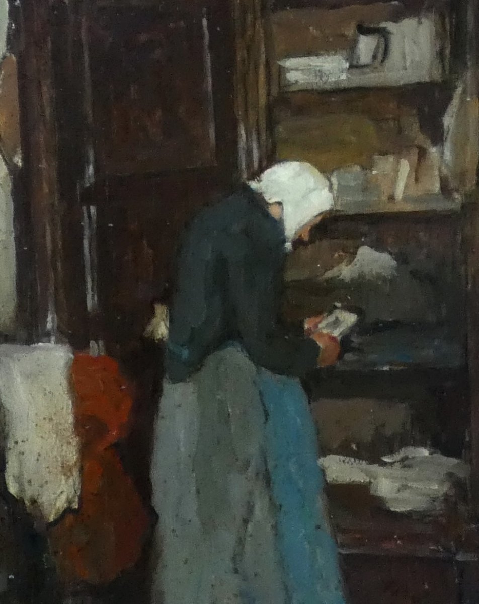 LOUIS AZEMA 1876-1963 - GRAND TABLEAU IMPRESSIONNISTE - SCÈNE D’INTÉRIEUR -photo-7