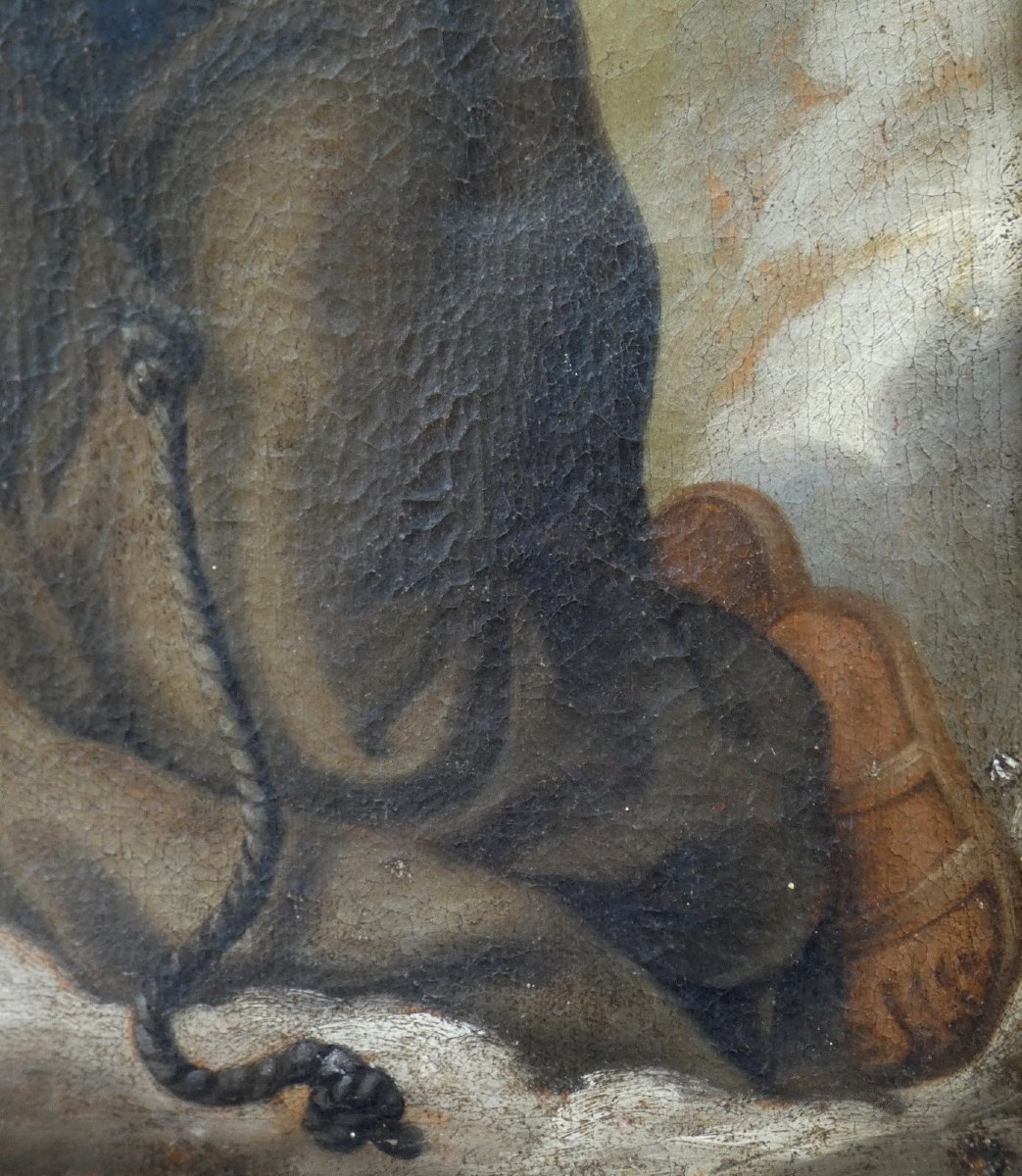 GRANDE PEINTURE BIBLIQUE XVIIe...VISION DE ST-ANTOINE DE PADOUE...MURILLO & L'ÉCOLE ESPAGNOLE ?-photo-4