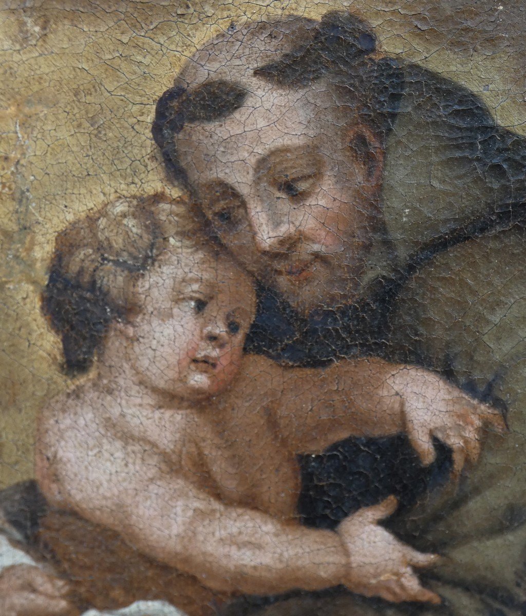 GRANDE PEINTURE BIBLIQUE XVIIe...VISION DE ST-ANTOINE DE PADOUE...MURILLO & L'ÉCOLE ESPAGNOLE ?-photo-8