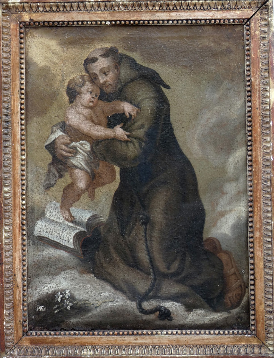 GRANDE PEINTURE BIBLIQUE XVIIe...VISION DE ST-ANTOINE DE PADOUE...MURILLO & L'ÉCOLE ESPAGNOLE ?