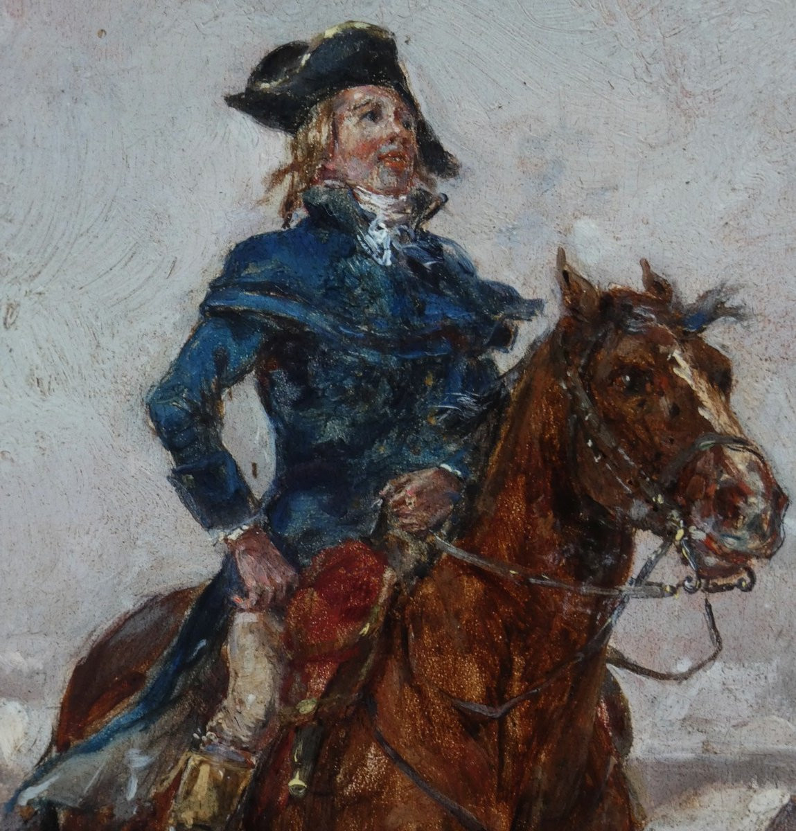 Louis émile Benassit 1833-1902... 19th C. Painting... Horseman In A Snowy Landscape-photo-5