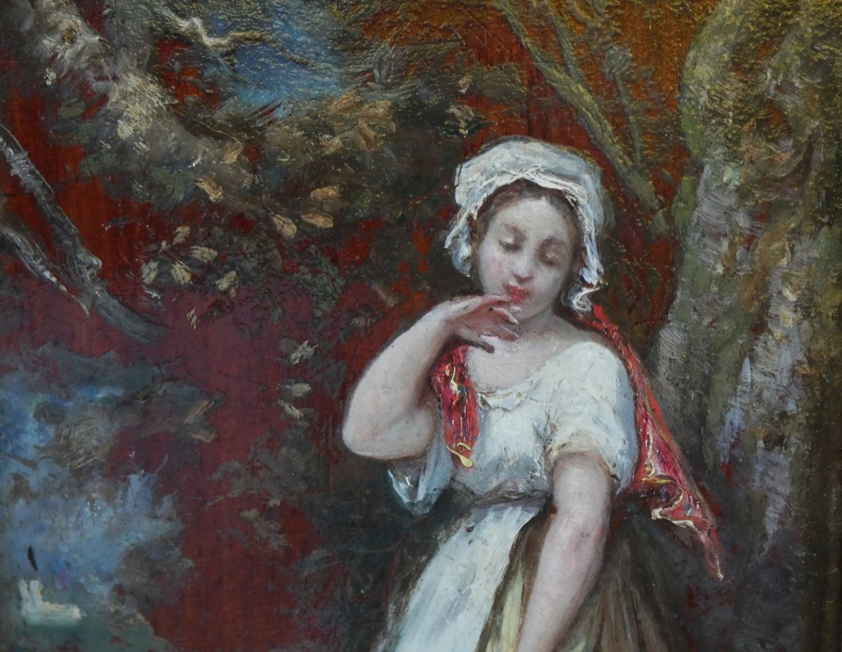 Ernest Dupont 1816-1888...19th Century Painting....the Young Woman With The Broken Jug-photo-6