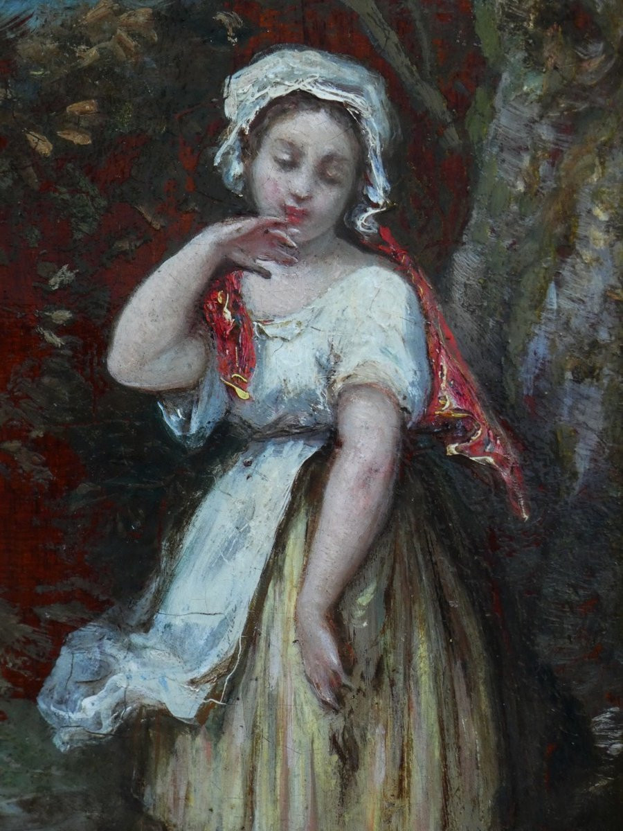 Ernest Dupont 1816-1888...19th Century Painting....the Young Woman With The Broken Jug-photo-7