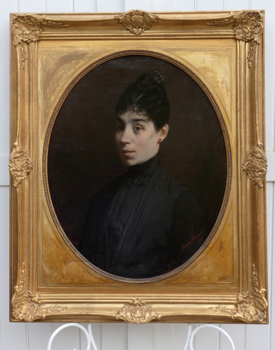 Alexandre Serres 1846-1901 - Large Portrait 1888 - The Young Woman With A Ruby-photo-2