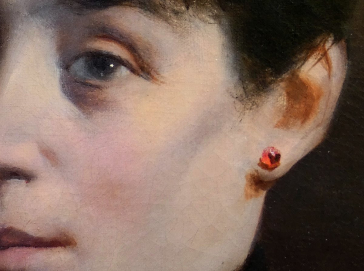 Alexandre Serres 1846-1901 - Large Portrait 1888 - The Young Woman With A Ruby-photo-3